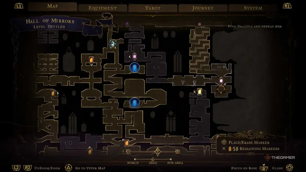 Hall of Mirrors map with Level Deviled labeled and its eastern room highlighted