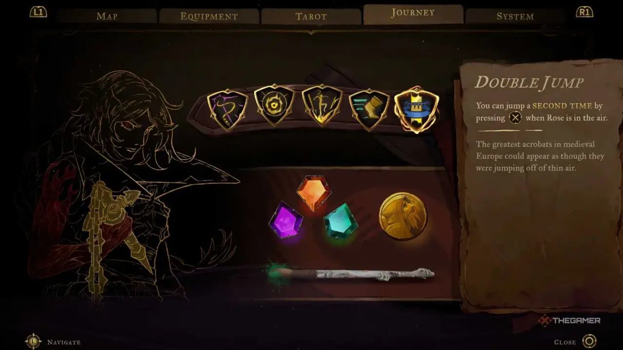 Movement menu describing the second jump while airborne.