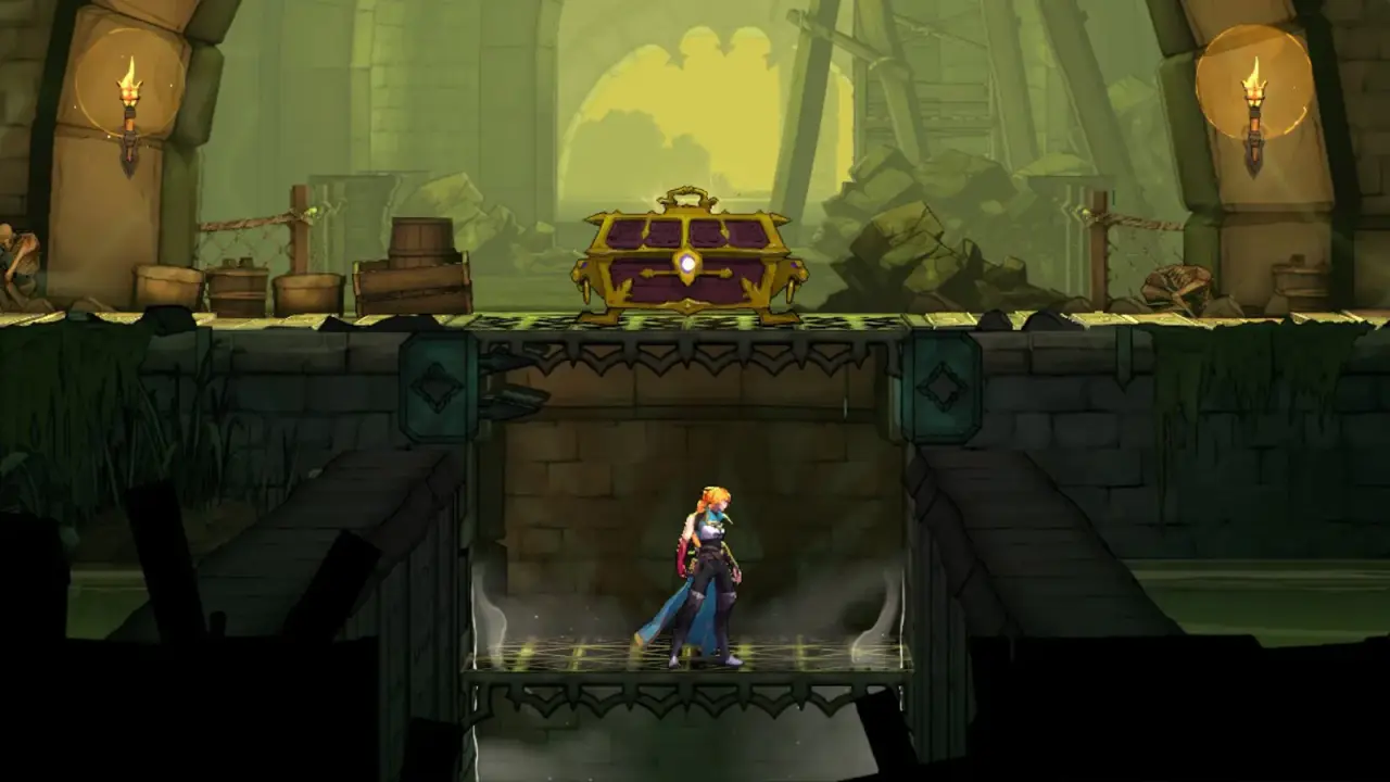 Rose stands below a hidden treasure chest in the sewers