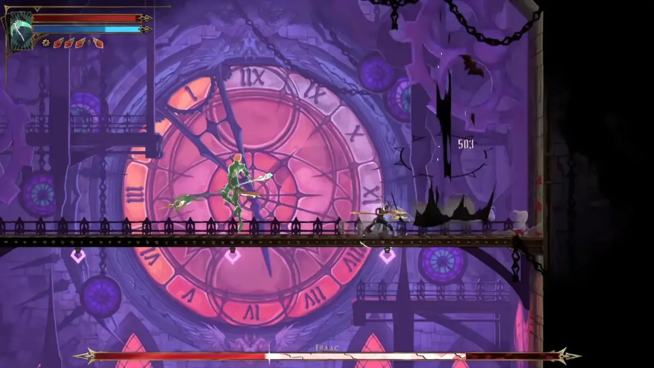 Isaac’s later fight in front of the clock in Heart of the Clock